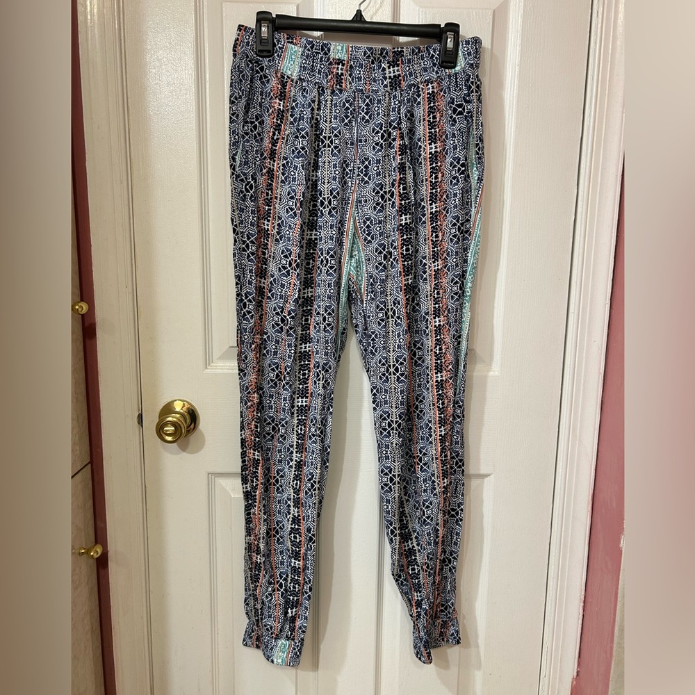 Tart Abstract Print Multicolor Elastic Waistband Jogger Pants - Size M Medium